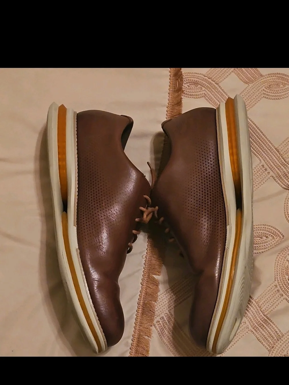 Cole Haan Brown Leather Derby Shoes with Cream Soles